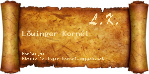 Lőwinger Kornél névjegykártya